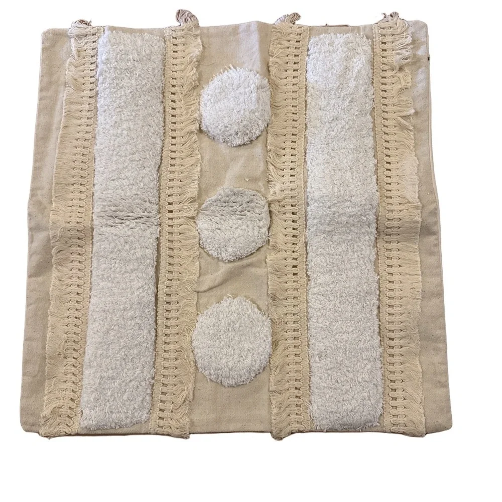 Beige and White Textured pillows cover